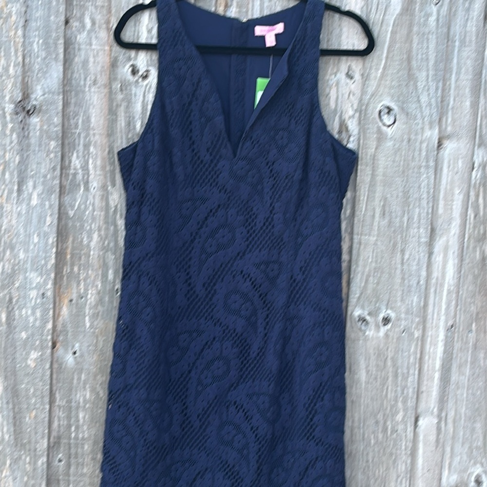 Lilly Pulitzer sleeveless navy lace dress Empire waist-size 12-lace - Picture 3 of 14